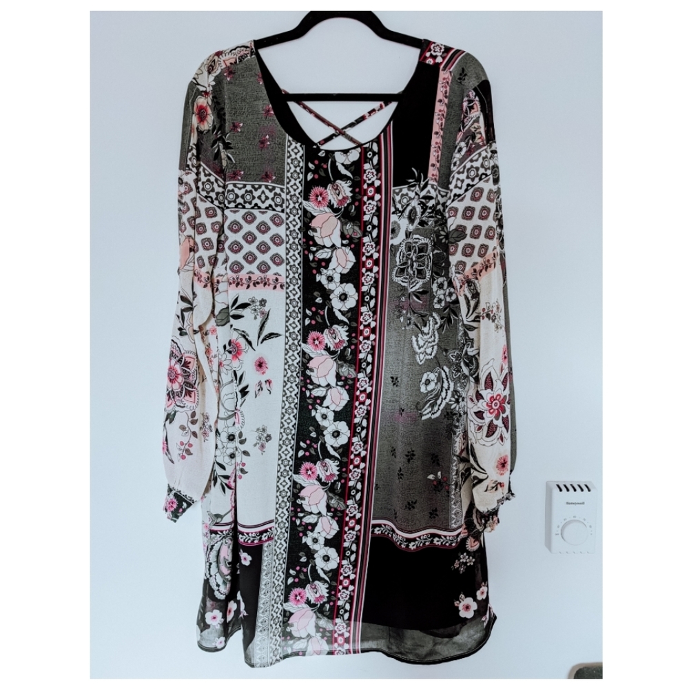 Pink and Black Shift Dress